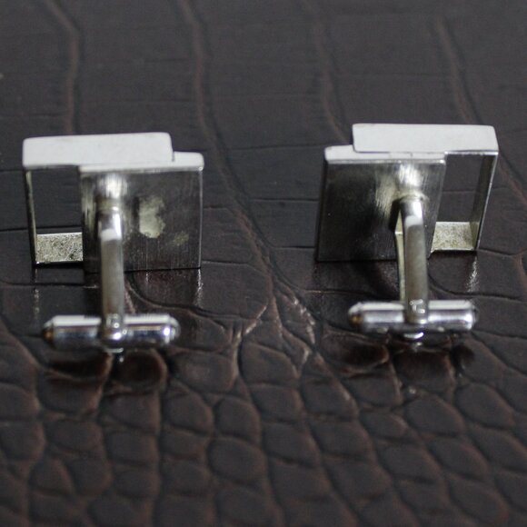 Vintage Red Marquise Cut Glass Cuff Links Silver Tone - Picture 6 of 8